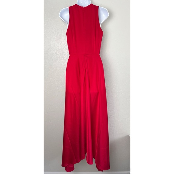 Halogen red v-neck empire waist gown maxi dress satin S - Picture 8 of 13